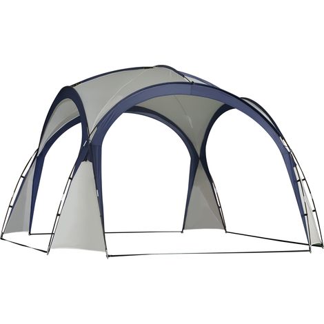 Tente de camping, tente de jardin, chapiteau, tente de réception, abri solaire, résistante aux intempéries, arceau en fibre de verre et polyester, blanc crème et bleu, 3,5 x 3,5 x 2,3 m