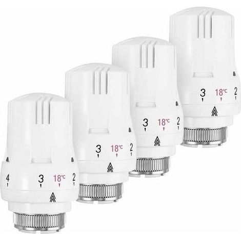 Lot de 4 Tête Thermostatique, Robinet Thermostatique Radiateur, Tete Thermostatique Radiateur, Valve de Radiateur Thermostatique M30 x 1,5 (1/5)