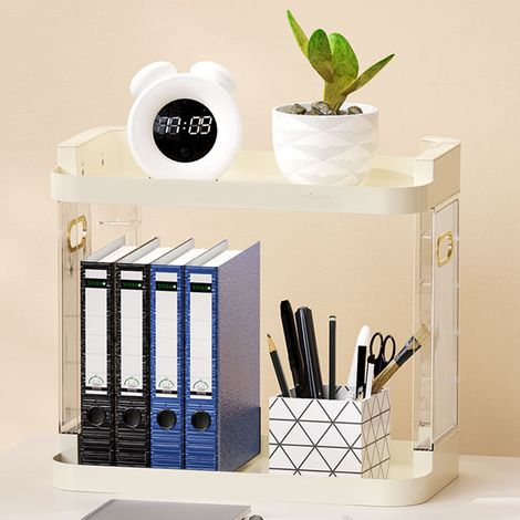 Étagère de chevet, organiseur de cuisine, étagère de rangement pour salle de bain, porte-tasses, porte-livres, porte-cosmétiques de bureau, porte-parfums, taille moyenne, 2 niveaux (1/5)