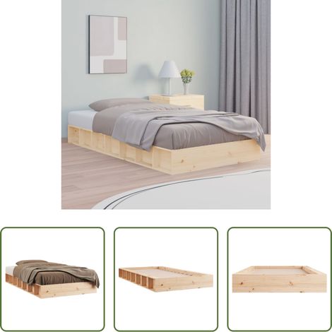 Sommier en bois - Cadre de lit sans matelas 75x190 cm bois massif (1/5)