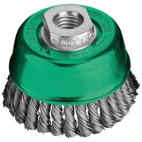 Brosse boisseau acier inox torsadé 65x0.5mm garniture 30x6mm fil torsadé Lessmann (1/5)