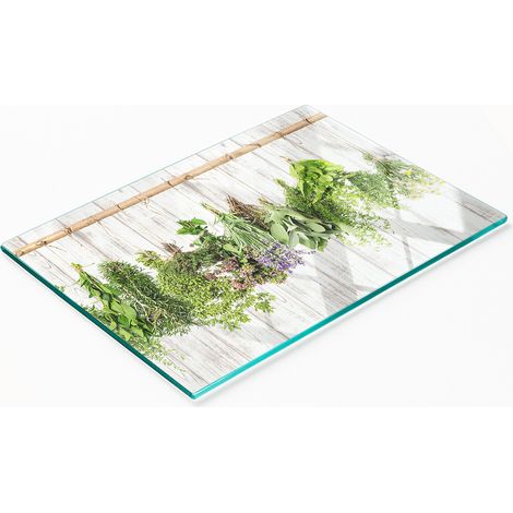 Tabla decorativa de cristal para servir aperitivos con cuerda para hierbas, 80x52 cm