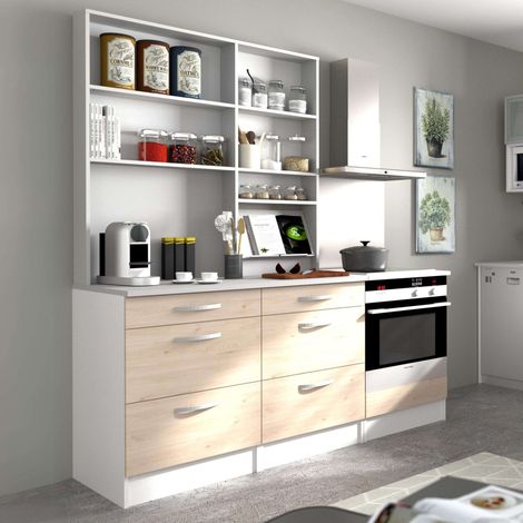 Cocina Modular Eko 4 Muebles Color Roble Jackson y Blanco 180cm (1/4)