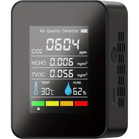 Analyseur de qualité d’air LCD, mesure HCO2, HCHO, TVOC, CO2, portable pour maison