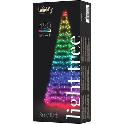 Sapin lumineux connecté 3m 450 LED multicolores IP44 – Application contrôlée – Utilisation intérieure et extérieure – Effets personnalisables – Twinkly (1/7)
