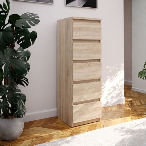 Cassettiera Morgan 5 cassetti 41.8 x 42.2 x H 128 cm. colore rovere (1/5)