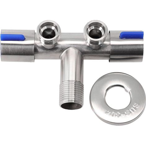 Robinet lave-linge, 11,8x7x4,1 cm, inox, 2 poignées, eau froide (1/5)