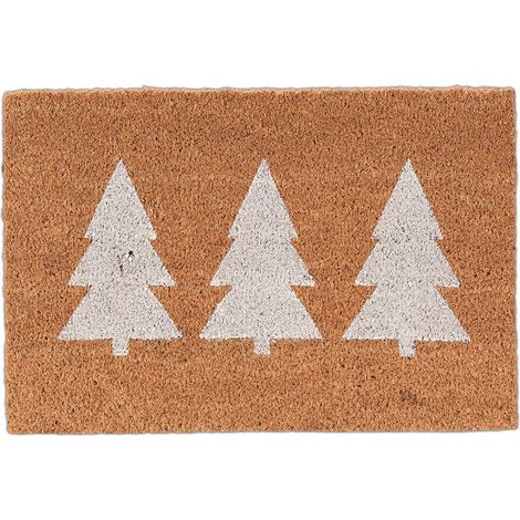 Joli paillasson, résistant, 3 jolis sapins, 60 x 40 cm, pour l'intérieur et l'extérieur, nature et blanc (1/5)