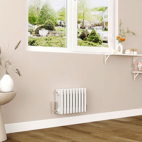 AICA 300x425mm White Horizontal Traditional Radiator Cast Iron 4 Column Heating UK (1/5)