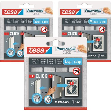 Tiras de velcro autoadhesivas TESA con pegamento para cuadros, 16 pares, S+M+L (1/5)