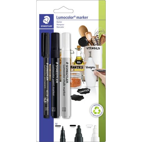 Staedtler Marqueur permanent Lumocolor noir, blanc 3 pc(s) A033882