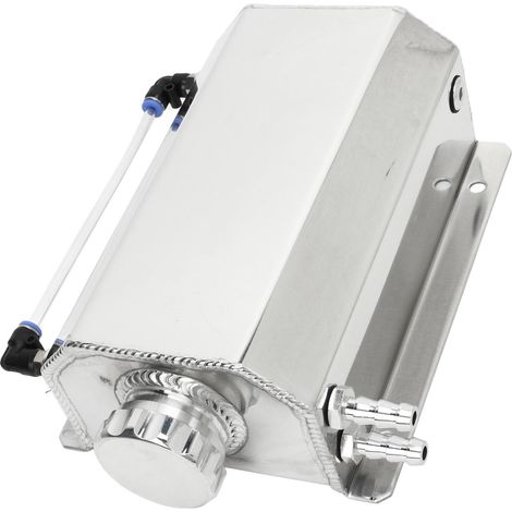 Réservoir de liquide de refroidissement en alliage d'aluminium 2L, bidon d'expansion universel pour radiateur, compatible avec la plupart des voitures, argenté. (1/5)