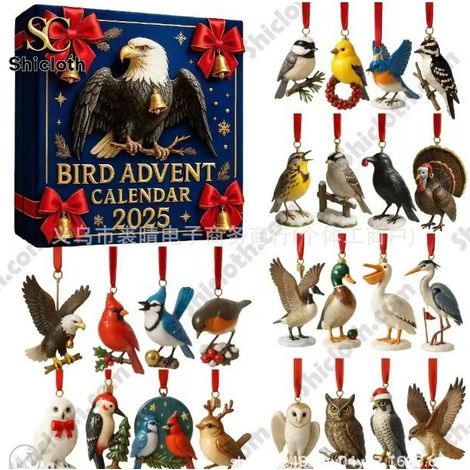 New Birds' Descent Calendar Blind Box Christmas Tree Decoration Acrylic Pendant - B Birds' Descent Calendar - Acrylic