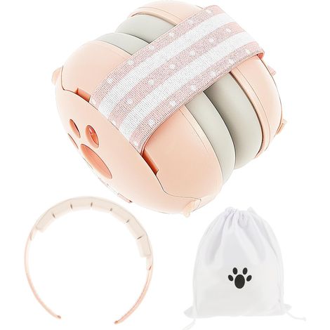 Protection auditive pour bébé 2 en 1 - Protection contre le bruit - Avec bandeau réglable et rembourré, cache-oreilles pour bébés jusqu'à 48 mois - Convient pour dormir et voyager dans un (1/5)