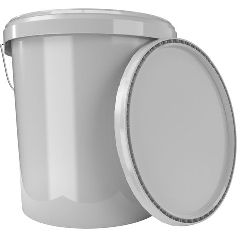 FixedByU Seau avec couvercle 16 litres gris - convient pour aliments, étanche à l'air, stable,recyclable