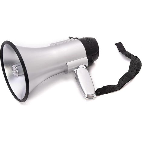 Mégaphone portable Bullhorn de 30 watts avec musique intégrée, volume réglable et bandoulière. Puissant et léger. (1/4)