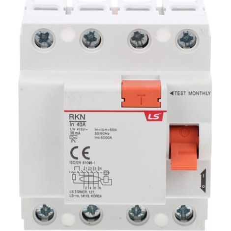 LS Electric Differenzialschutzschalter Serie RKN 4P 40A, 30MA, RKN 4P 40A 30MA