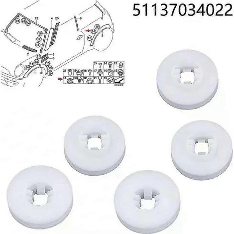 5 Stück Radlaufverkleidungsclips hinten, passend für BMW, MINI R50, R52, R53 und Cooper S Cabriolet – Autozubehör – JXLGV (1/5)