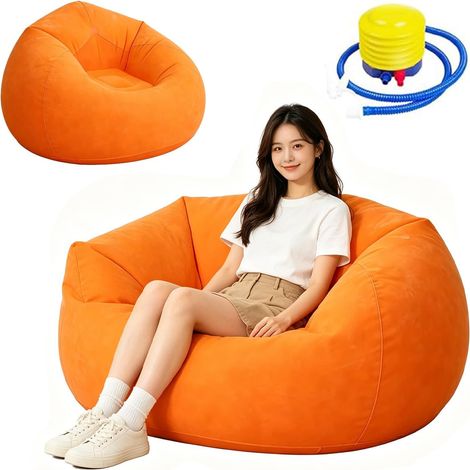 Aufblasbarer Sitzsack mit Luftpumpe, Tragbares Luftsofa Sessel Strandsofa, Bequem Wasserdichtes Schnell aufblasbares Sofa für Erwachsene & Kinder für Camping Strand Pool Garten Wohnzimmer (1/5)