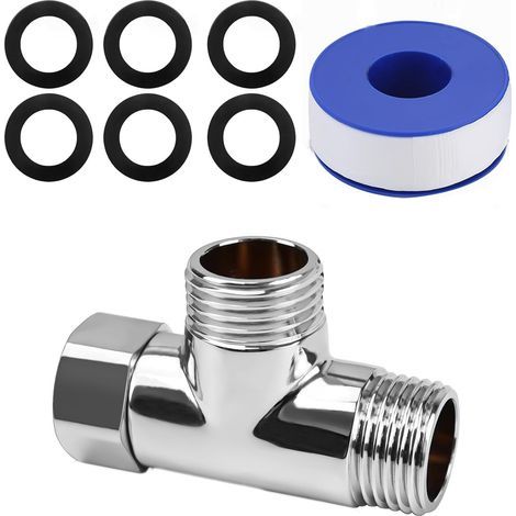 Edelstahl-T-Stück, 3-Wege-Verteiler, 1/2-Zoll-Gewinde, für Trinkwasserhahn (1/5)