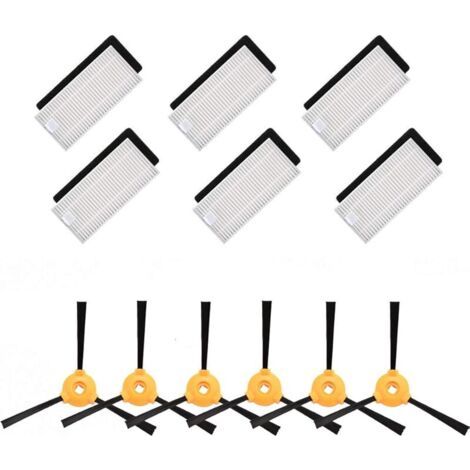 FENOPLASTICAFOREHILL Kit accessoires de rechange 6 brosses latrales + 6 filtres HEPA + 6 ponges compatibles avec les aspirateurs Ecovacs Deebot 500 / 600 / 601 / 605 (1/5)