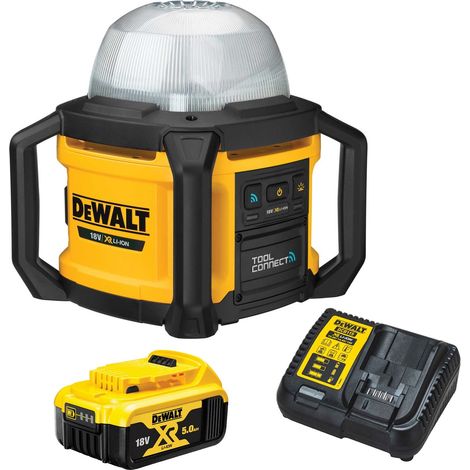 Dewalt DCL074 18v XR Cordless Tool Connect Area Site Job Light LED + 1x5ah (1/4)