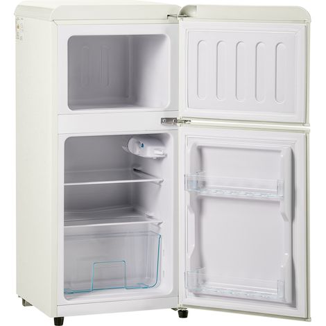 Réfrigérateur 60 L, congélateur 22 L, température -27°C à 13°C, éclairage LED, classe énergétique E, blanc