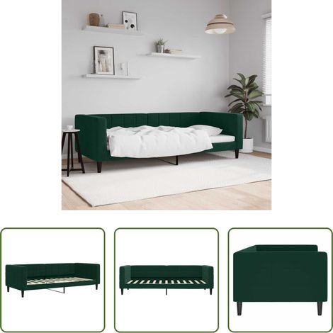 vidaXL Canapé - Lit de repos sans matelas vert foncé 90x200 cm velours (1/5)