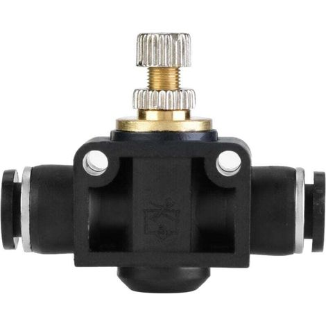 Regolatore di flusso d'aria per tubo flessibile da 6 mm, raccordo a T pneumatico, valvola di regolazione per raccordi per tubi (6 mm) -Crezuo