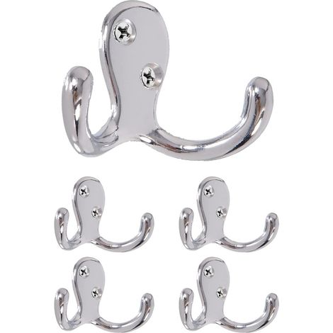 Lot de 5 Crochets pour Peignoirs avec vis Plaqué Chrome (1/5)