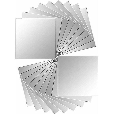 Carreaux miroir autocollants décoration murale – Lot de 18 pièces argentées, 15 x 15 cm, facile à poser, sans trou ni outil (1/4)