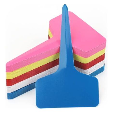 100 Pieces Marqueurs et étiquettes de Plantes en Plastique de Type T, 6 10 cm étiquettes de Jardin colorées imperméables réutilisables(Multicolores) (1/5)