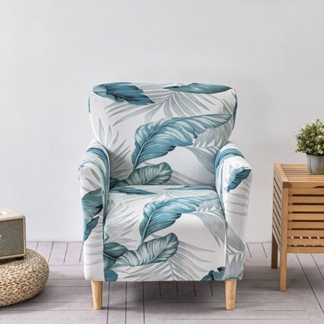 Housse de Fauteuil Extensible Doux Housse de Canapé 1 Place Imprimé Feuilles Moderne avec Accoudoirs, Universelle Protège-Fauteuil Antidérapant (1/4)