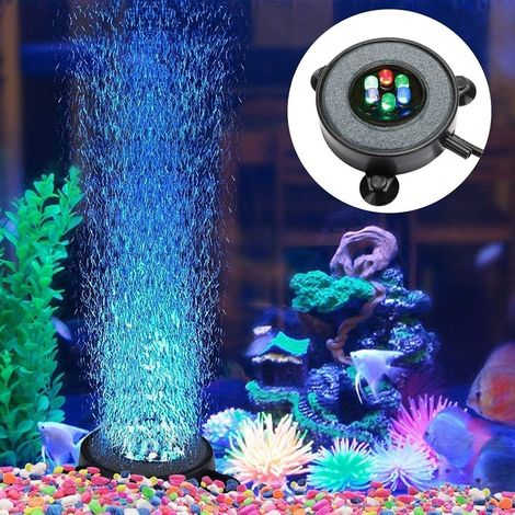 Lampe à bulles ronde pour aquarium avec LED à couleurs changeantes et pompe à air (1/3)