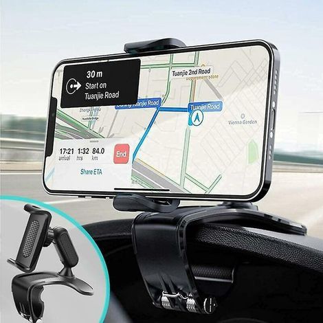 Car Phone Holder, Multifunctional Car Dashboard Rearview Mirror with 360° Adjustable Spring Clamp, Suitable for Smartphones (1/5)