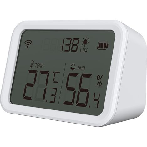 NEO Coolcam Tuya Capteur intelligent WiFi de température et d'humidité, détecteur de luminance, hygromètre et thermomètre d'intérieur avec écran LCD (1/5)