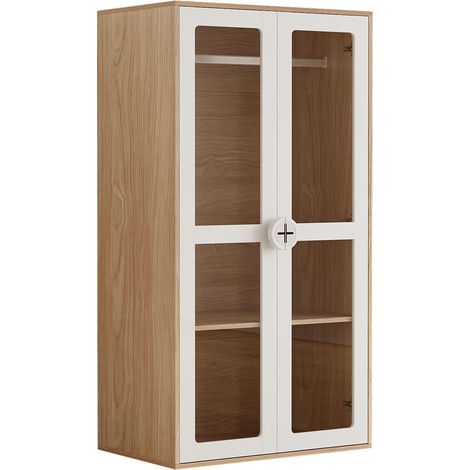 Armario infantil de 2 puertas, barra para colgar, estantes regulables, MDF, 80 x 50 x 150 cm (1/5)