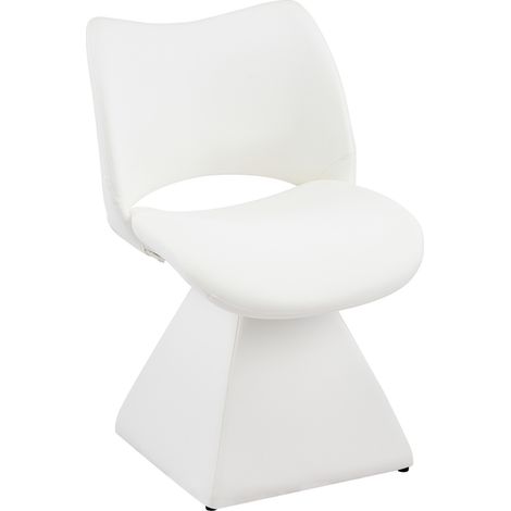 Sedia girevole bianca in similpelle, schienale alto, 54 x 48 x 82 cm (1/5)