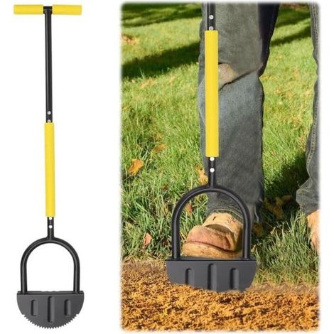 Outil professionnel pour bordure de jardin – Bêche en demi-lune – Coupe-bordure de gazon robuste avec lame en dents de scie et poignée en T confortable Bordures de jardin, patios et aménagement (1/4)