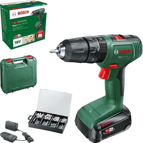 Perceuse-visseuse à percussion sans fil EasyImpact 18V-40 (1 batterie 2,0 Ah, système 18 V, kit de fixation 173 pièces, dans coffret de transport) (1/5)