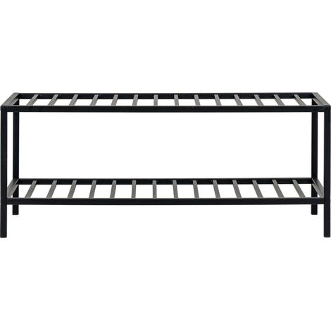Scarpiera Vita a 2 ripiani in acciaio nero 79x34x32 cm
