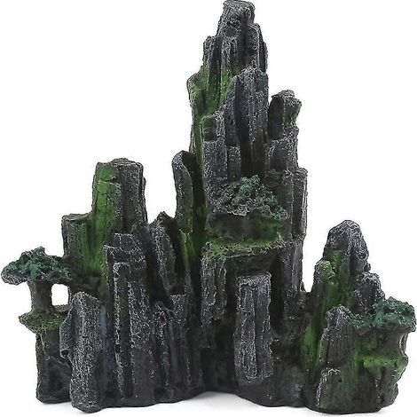 Ornement d'aquarium en résine, rocaille artificielle, colline en résine avec vue sur la montagne, décoration de rocher, poisson T (1/5)