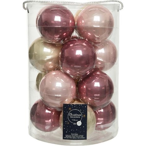 Boules de Noël en verre à suspendre 8 cm Rose et Perle. 16 sept.