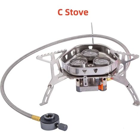 Réchaud de camping portable et pliable en acier inoxydable, coupe-vent et résistant aux intempéries. (1/5)