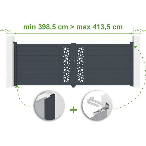 Portail battant ajustable en largeur SUNNY 4m H.140cm Aluminium Gris Anthracite (1/4)