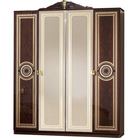 Armoire adulte 4 portes laqué acajou Soraya 193cm (1/5)