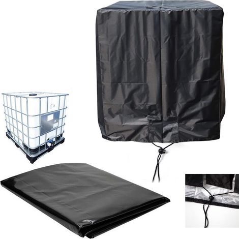 Housse De Protection Pour Cuve IBC - Anti-UV Noir - Étanche Et Résistante - Adaptée Aux Cuves De 1000 L - Avec Corde Antivent