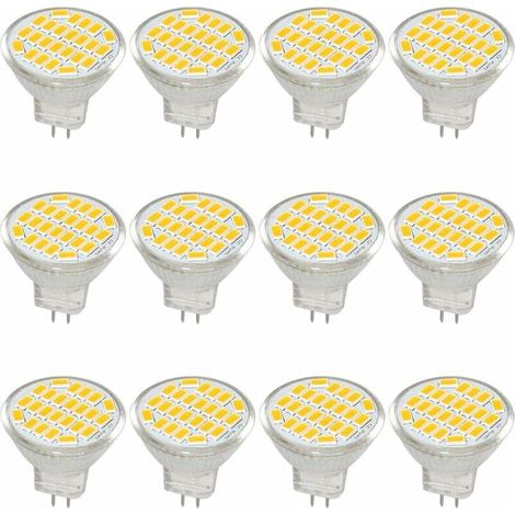 MR11 GU4 Ampoule LED lumière lumières DC/AC 10–30V 3 W, 12V, 24V, 30W Ampoule halogène équivalent, 400 lumens, Blanc chaud 3000K, LED de remplacement pour kit, jardin, intérieur, (lot de 12) (1/4)
