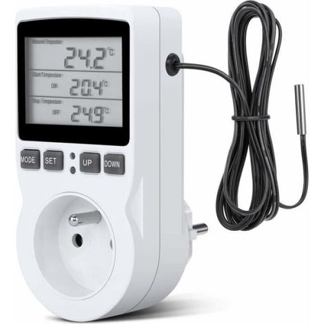 Prise Thermostat - Programmable Numérique - 3680 W - Intérieur - Sonde 1,8 M - 1 Pièce (1/4)