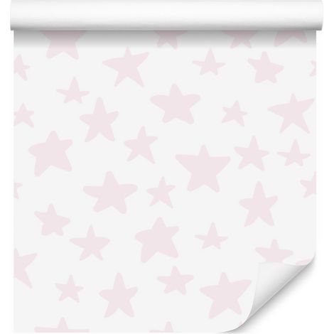 Papel pintado de estrellas rosas para salón y dormitorio, 50x1000 cm. (1/5)